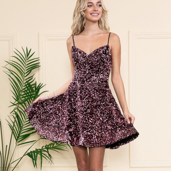 NEW BLACK/PINK PARTY PROM EVENING FORMAL SHORT GLITTERY SEQUINED DRESS AC395S - Picture 6 of 6